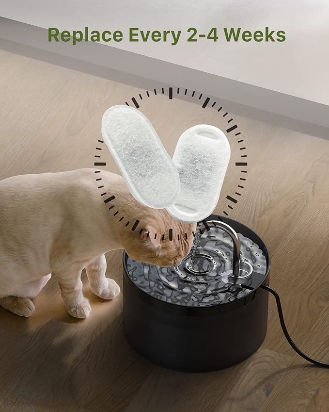 Cat Water Fountain Filters: 8 Pet Fountain Filter Replacement - 4 Pieces Filters + 4 Pieces Sponges for Cat Fountains - Cat Water Filter - Cat Filters for Pet Water Fountain H1 (67oz/2L) - PAWPICO