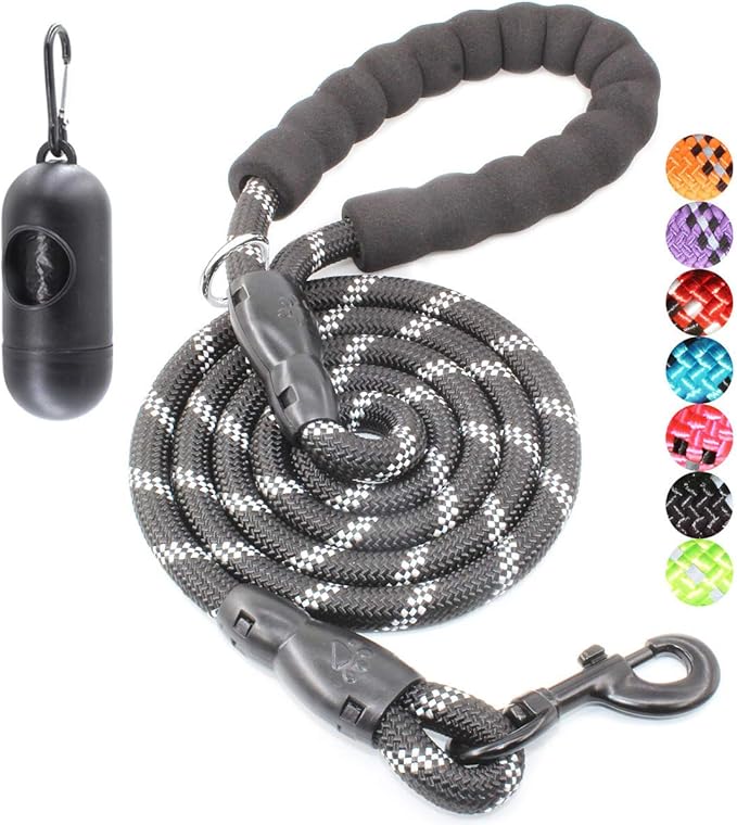 BAAPET 2/4/5/6 FT Dog Leash with Comfortable Padded Handle and Highly Reflective Threads for Small Medium and Large Dogs (6FT-1/2'', Black) BAAPET