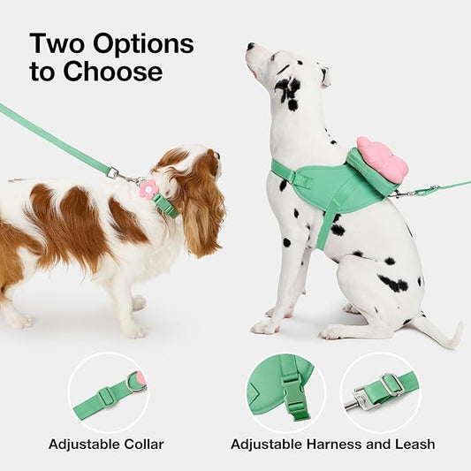 VETRESKA Flora Dog Harness, Leash and Collar Set, No Pull Dog Vest Harness for Walking and Training, Adjustable, Easy Control and Soft Padded Pet Harness and Backpack for Small Medium Large Dogs, M VETRESKA