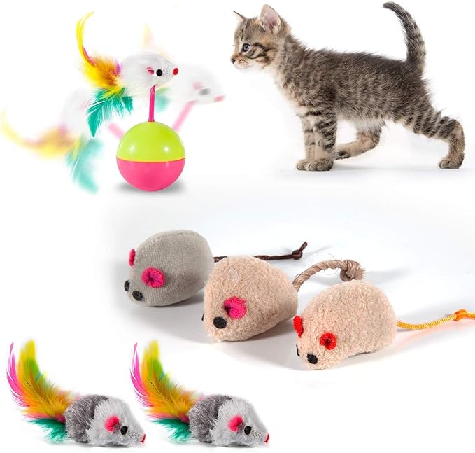 MIBOTE 28Pcs Cat Toys Kitten Toys Assorted, Cat Tunnel Catnip Fish Feather Teaser Wand Fish Fluffy Mouse Mice Balls and Bells Toys for Indoor Cat Puppy Kitty Interactive Cat Toy Set - PAWPICO
