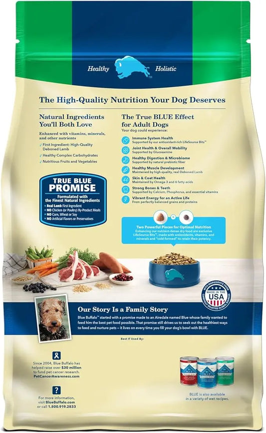 Blue Buffalo Life Protection Formula Adult Dry Dog Food, Helps Build and Maintain Strong Muscles, Made with Natural Ingredients, Lamb & Brown Rice Recipe, 15-lb. Bag - PAWPICO