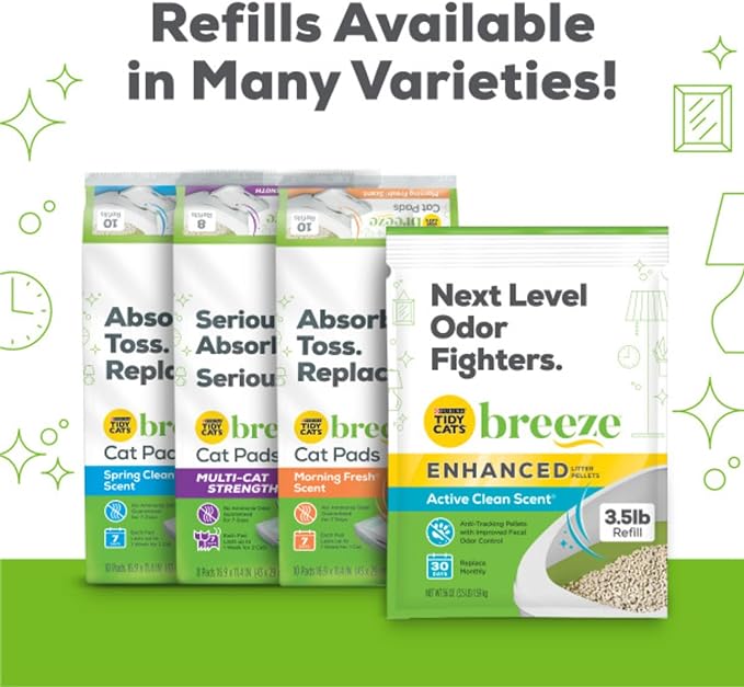 Purina Tidy Cats Litter, Breeze Litter Pellets to be Used with Breeze Litter System, Prevents Dust and Tracking, 3.5 LB Each (Pack of 2) - PAWPICO