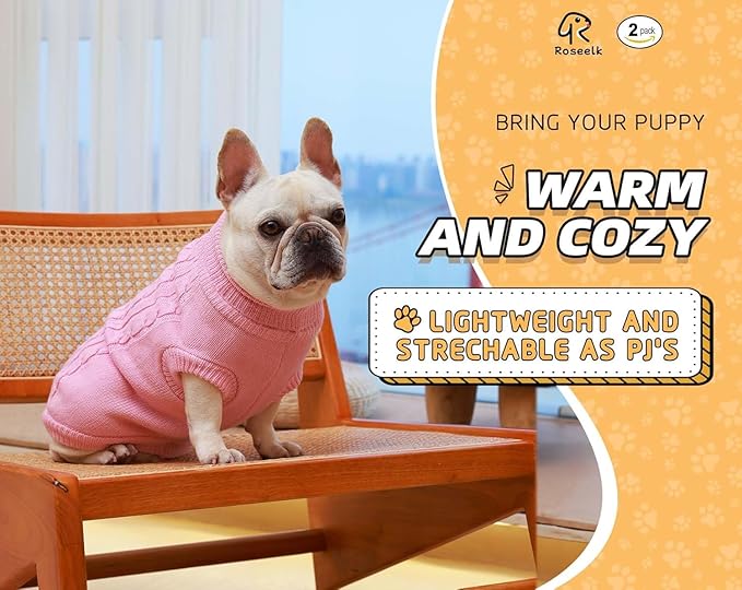 2 Pack Dog Sweaters for Small Dogs - Puppy Medium Warm Clothes in Winter, Turtleneck Pullover Design for Boy Girl Pet, Doggie, Cat, Kitten Chihuahua Bulldog Pug Beagles (3XL, Grey, Beige) - PAWPICO