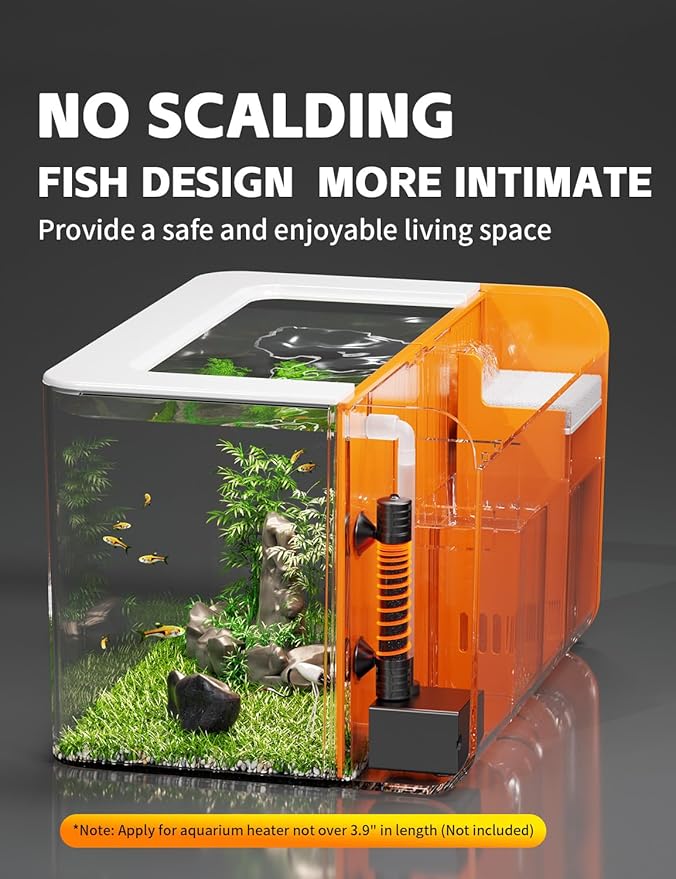 Betta Small Fish Tank Kit, 2.5 Gallon Self Cleaning Aquarium with Filter, Silent Pump, Light, Oxygenation, All in One Starter Fish Tank for Goldfish, Guppy, Shrimp, Desktop, Acrylic REDTAILFISH