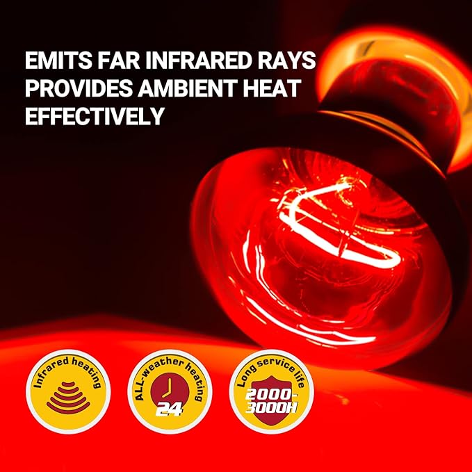 REPTIZOO 75W Reptile Heat Lamp Combo Pack, 2PCS Day & Night Basking Spot Light, UVA Daylight Heating Lamp Basking Bulb and Infrared Heat Emitter Red Heat Lamp REPTIZOO