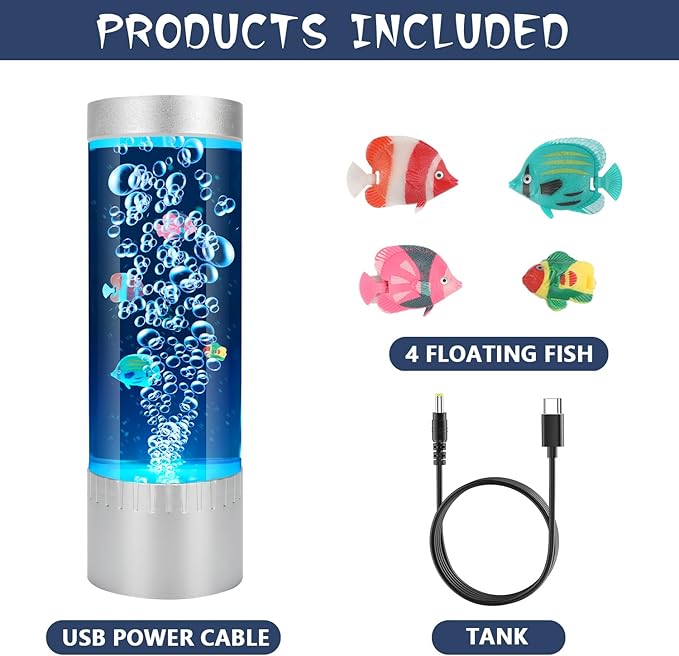 Fish Lamp, Fake Fish Tank with Aquarium Night Light, Kids Friendly Bubble Fish Lamp to Light Up Your Life Like a Lamp with Moving Fish Tank, Fish Tank Light and Aquarium Lamp SHTALHST
