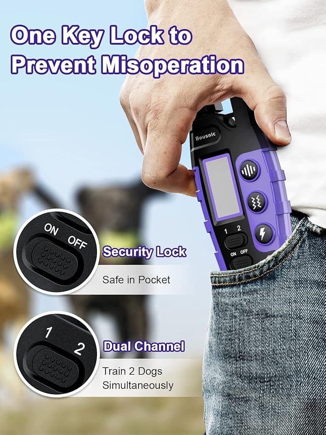 BOUSNIC Dog Shock Collar 2 Dogs (5-120Lbs) - 3300 ft Waterproof Training Collar for Dogs Large Medium Small with Rechargeable Remote, Beep (1-8) Vibration (1-16) and Humane Shock (1-99) Modes - PAWPICO