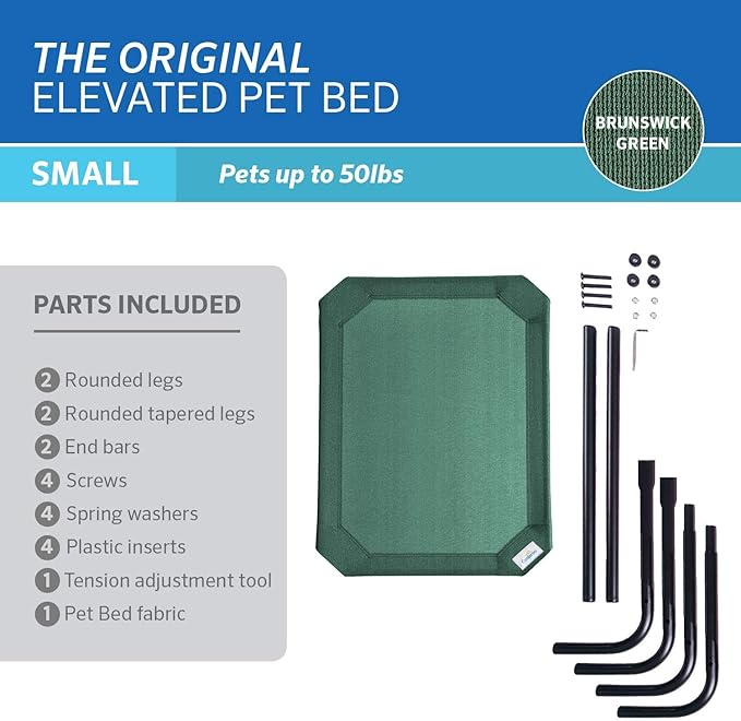 Coolaroo The Original Cooling Elevated Pet Bed,Brunswick Green, Small - PAWPICO