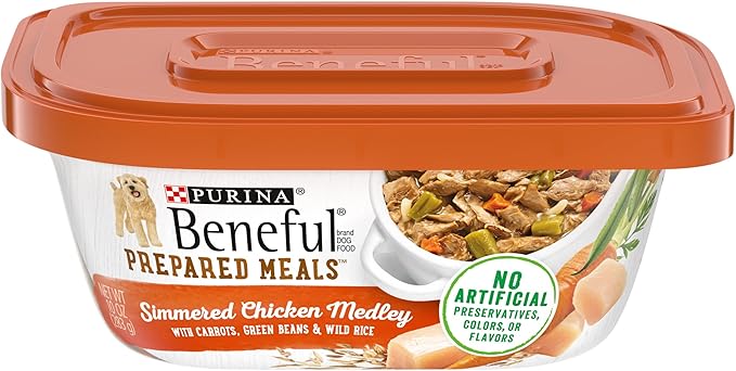 Purina Beneful Gravy Wet Dog Food, Prepared Meals Simmered Chicken Medley - (8) 10 oz. Tubs - PAWPICO