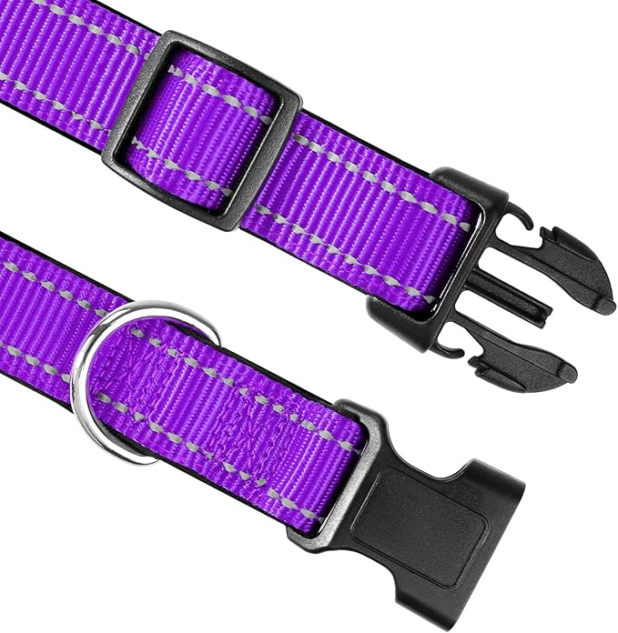 Joytale Reflective Dog Collar,Soft Neoprene Padded Breathable Nylon Pet Collar Adjustable for Puppy and Small Dogs,Purple,XS - PAWPICO