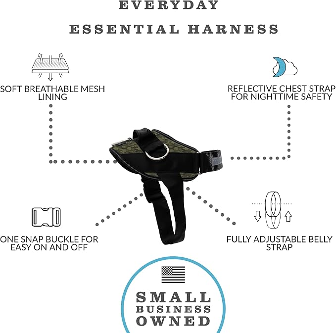 ShawnCo Essential Dog Harness, No-Pull Pet Vest with 3 Leash Clips, No Choke, Reflective, Adjustable and Padded, for Easy Walking and Training for Small, Medium and Large Dogs (Military Camo, XL) SHAWNCO