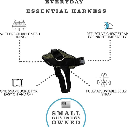 ShawnCo Essential Dog Harness, No-Pull Pet Vest with 3 Leash Clips, No Choke, Reflective, Adjustable and Padded, for Easy Walking and Training for Small, Medium and Large Dogs (Military Camo, XL) SHAWNCO
