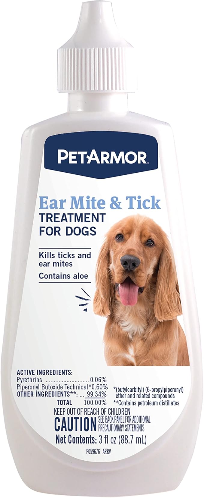 PetArmor Ear Mite Treatment for Dogs, Ear Mite Medicine Kills Ticks and Ear Mites to Relieve Itchiness, Sooths Ears with Aloe, 3oz PetArmor