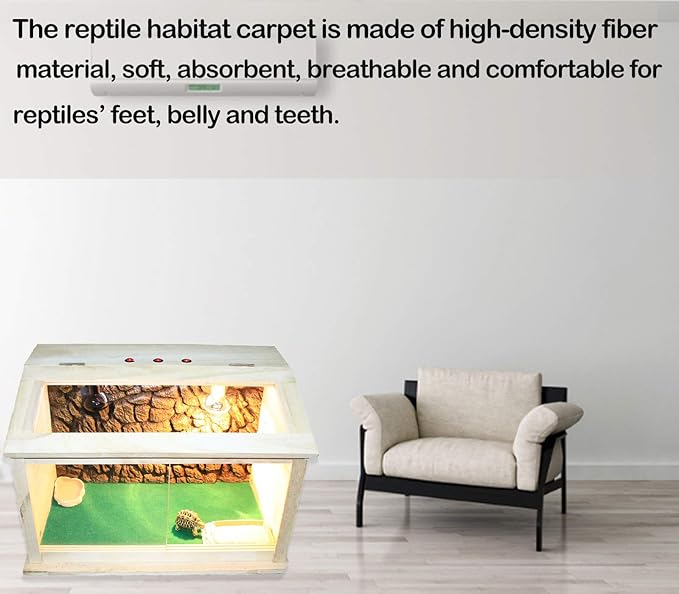 HERCOCCI Reptile Carpet, 39’’ x 20’’ Terrarium Bedding Substrate Liner Reptile Cage Mat Supplies for Bearded Dragon Lizard Tortoise Leopard Gecko Snake (Green) HERCOCCI
