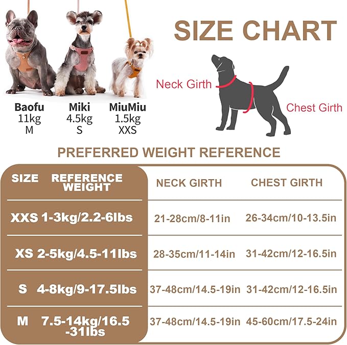 Puppytie No Pull Dog Harness with Multifunction Dog Leash,Soft Adjustable No Choke Escape Proof Pet Harness Vest for Medium Dogs,Denim Mocha Brown,M Puppytie