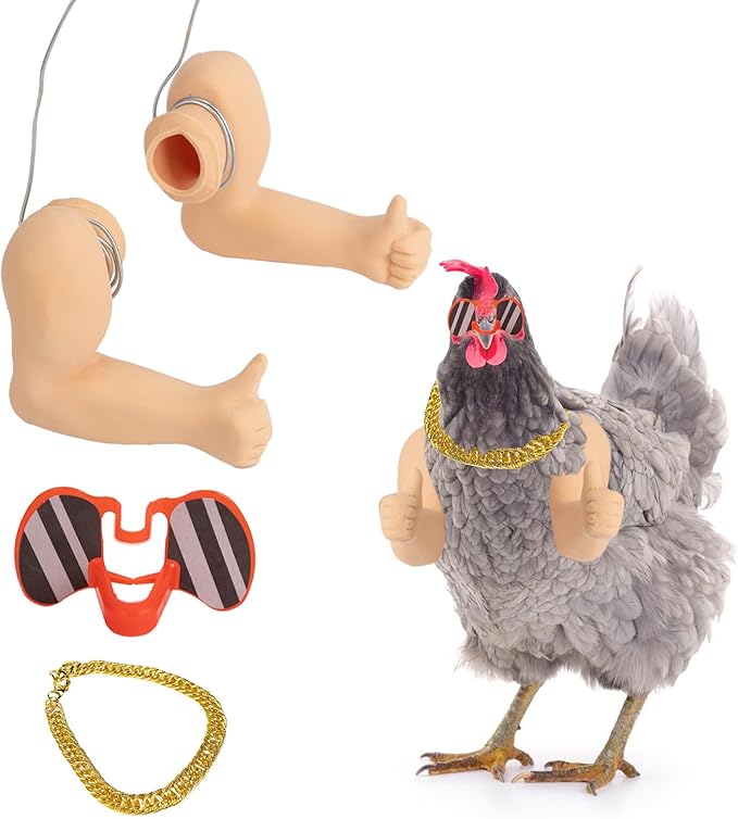 Extguds Thumb up Chicken arms,a Funny Chicken arm Toy with Chicken Peepers and Chicken Necklace,a Set of Pet Prank Role-Playing Costumes Extguds