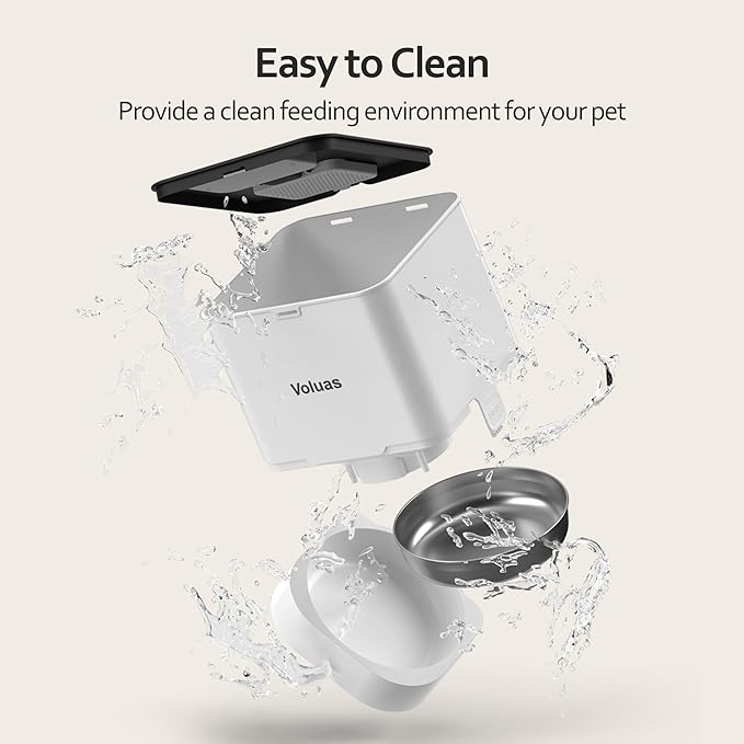 VOLUAS Automatic Cat Feeders - Pet Food Dispenser for Dry Food, Timed Cat Feeder with Desiccant Bag, Programmable Portion Size Control 4 Meals Per Day, 10s Voice Recorder - PAWPICO