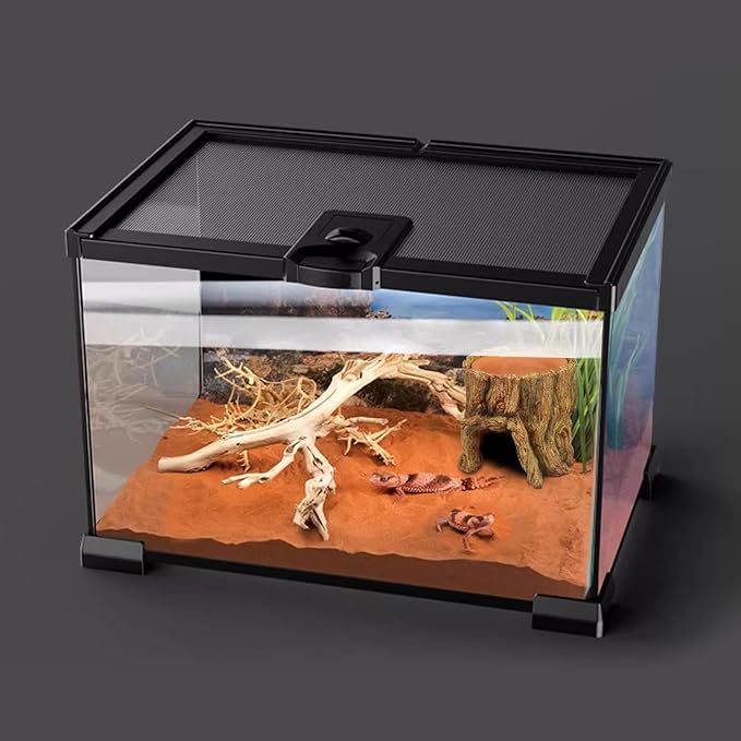 NANEEZOO Reptile Hide Cave 2 in 1 Reptile Humid Cave with Terracotta Water Basin Moisture Keeping and Shedding Help for Reptile Amphibians Leopard Gecko NANEEZOO