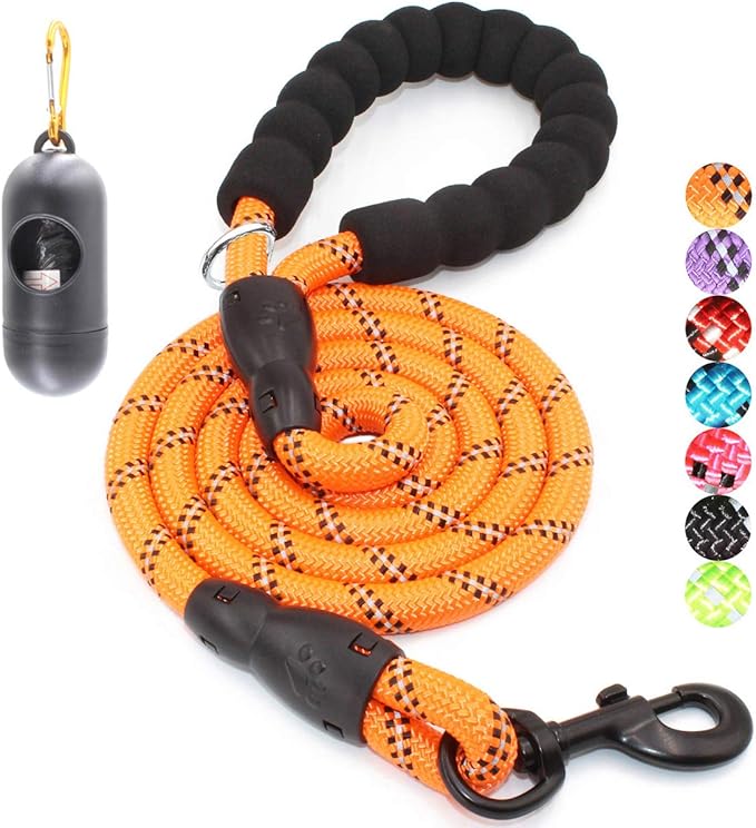 BAAPET 2/4/5/6 FT Dog Leash with Comfortable Padded Handle and Highly Reflective Threads for Small Medium and Large Dogs (4FT-1/2'', Orange) BAAPET