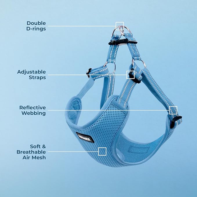 Best Pet Supplies Voyager Adjustable Dog Vest Harness Breathable No Pull Harness for Small, Medium, Large Dogs, Harness for Walking, Jogging, Easy Step-In, Reflective Stripes - (Baby Blue), L BestPetSuppliesLLC