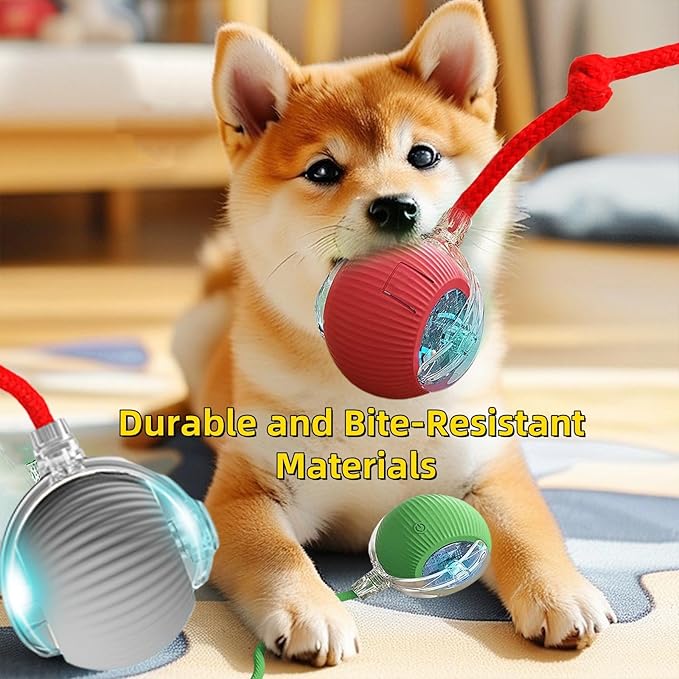 Interactive Dog Cat Toys Ball, Electric Rolling Ball Dog Toy, Automatic Moving Bouncing Toy Ball with Lights, Dog Toys to Keep Them Busy, Peppy Pet Ball for Bored Indoor Cats & Dogs (Grey) - PAWPICO