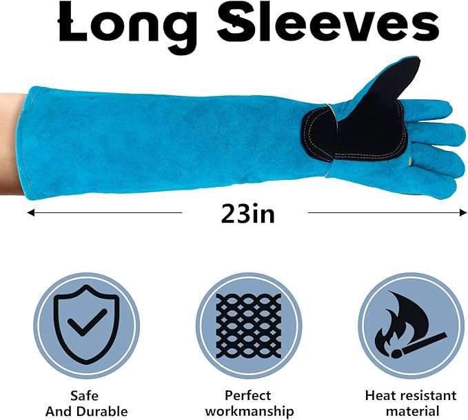 Animal Handling Gloves Bite Proof with 40inch Collapsible Snake Hook,Suitable for Dog Cat FalconBird Reptile Snake Surfante