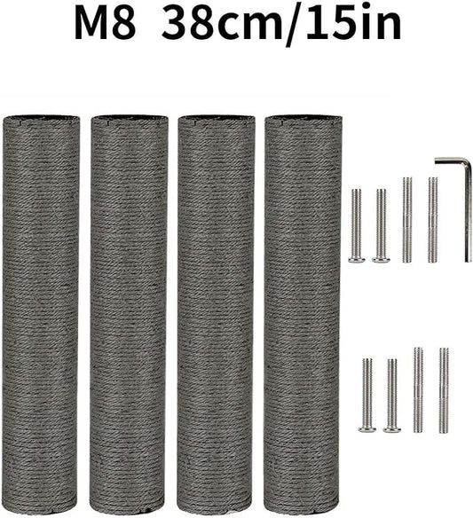 BNOSDM 4 Pcs M8 Cat Scratching Post Replacement Pole 15”x2.75” Cat Scratcher Posts Refill Sisal Scratch Part for Refurbishment Hemp Spare Cat Furniture Accessories Ash Black - PAWPICO