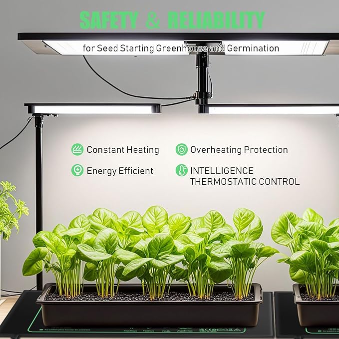 ROCEEI 2 Pack Seedling Heat Mat, 10 x 20.75 Inch Waterproof Seedling Heating Pad with Digital Thermostat Controller for Germination, Hydroponics, Brewing, Breeding, Indoor Gardening and Greenhouse ROCEEI