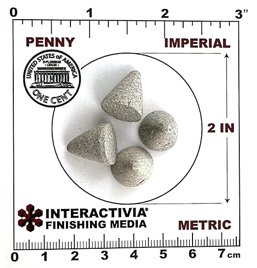 1/2” x 5/8” Straight Cut Cones - General Purpose Formula Tumbling Or Vibratory Media 5 lbs/2.2 kg Includes a (Clean, Dry and Store) Bag for use in Vibrating Tumbler Or Rotating Tumbler InteractiviaFinishingMedia
