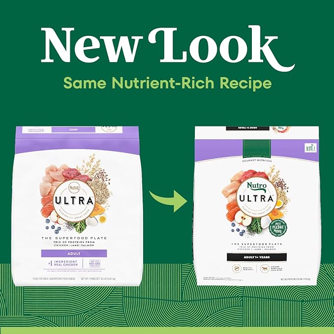 Nutro Ultra Adult Dry Dog Food with a Trio of Proteins from Chicken, Lamb and Salmon, 30 lb. Bag - PAWPICO