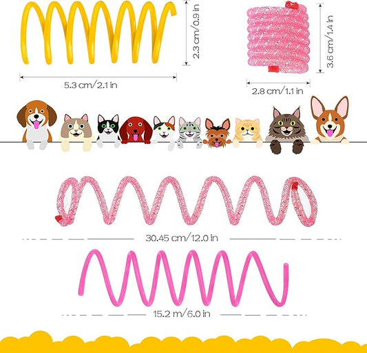 30 Pieces Cat Springs Cat Spiral Toys Cat Fetch Chew Toy Kitten Pet Plastic Coil Spiral Springs for Kitten Bouncing Play Training, 2 Styles - PAWPICO