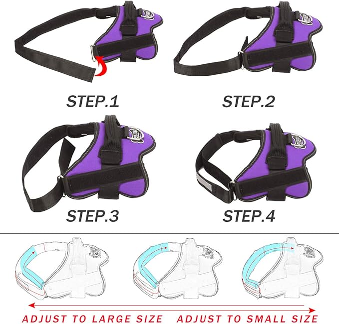 Bolux Dog Harness, No-Pull Reflective Dog Vest, Breathable Adjustable Pet Harness with Handle for Outdoor Walking - No More Pulling, Tugging or Choking (Purple, XL) Bolux