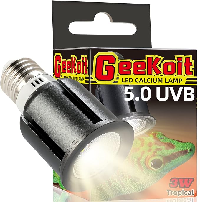 Premium 5.0 UVB Reptile Light,UVA UVB 3W Full Spectrum Tropical,UVB Bulb for Optimal Calcium Metabolism,Ideal for Tropical-Dwelling Reptiles Turtle Green Anole GeeKoit