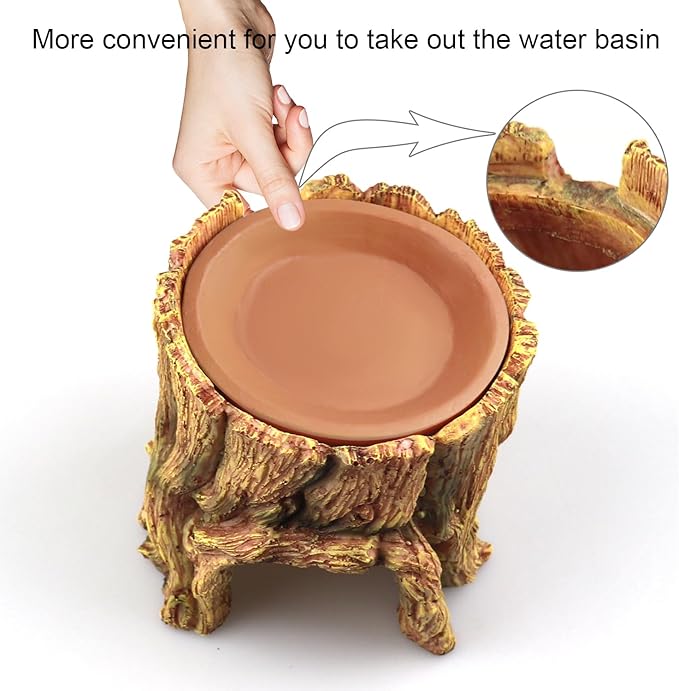 NANEEZOO Reptile Hide Cave 2 in 1 Reptile Humid Cave with Terracotta Water Basin Moisture Keeping and Shedding Help for Reptile Amphibians Leopard Gecko NANEEZOO
