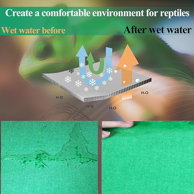 HERCOCCI 2 Pack Reptile Carpet, 39’’ x 20’’ Terrarium Bedding Substrate Liner Reptile Cage Mat Tank Accessories for Bearded Dragon Lizard Tortoise Leopard Gecko Snake (Green) HERCOCCI