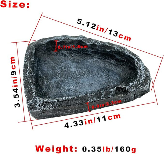 Reptile Water Dish Food Bowl, 2 Pack Reptile Feeding Dish Corner Bowl, Reptile Terrarium Bowls for Bearded Dragon Lizard Frog Gecko Tortoise Hermit Crab CATENESS