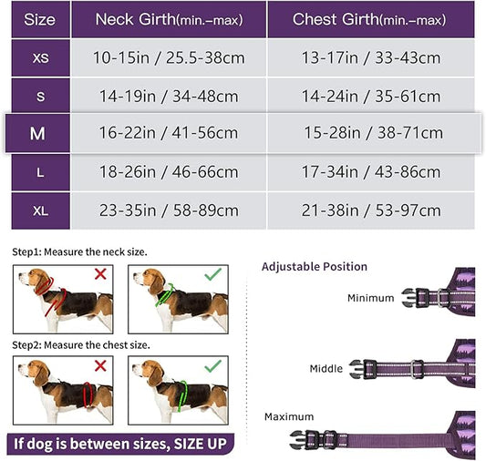 Timos Dog Harness,No-Pull Pet Harness Adjustable Soft Padded Dog Vest,Reflective No-Choke Pet Oxford Vest with Easy Control Handle for Medium Dogs,Moon Night,M Timos