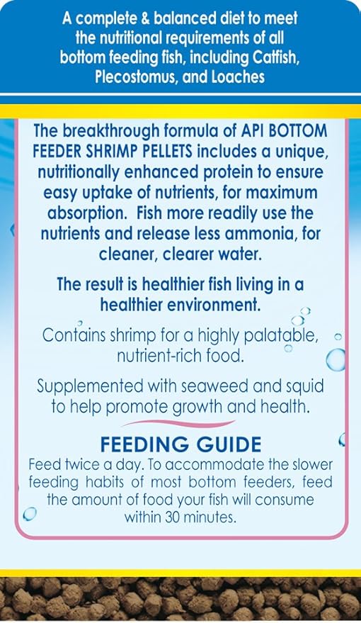 API BOTTOM FEEDER PELLETS WITH SHRIMP Fish Food 7.9-Ounce Container (Pack of 1) API