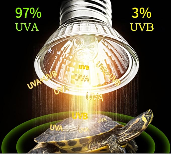 4 Pack Reptile Heat Lamp Bulbs, UVA+UVB Turtle Basking Heat Bulbs 25w/50w Tortoise Lighting Bulb for Lizards, Snakes, Aquarium, Amphibian PUEUTU