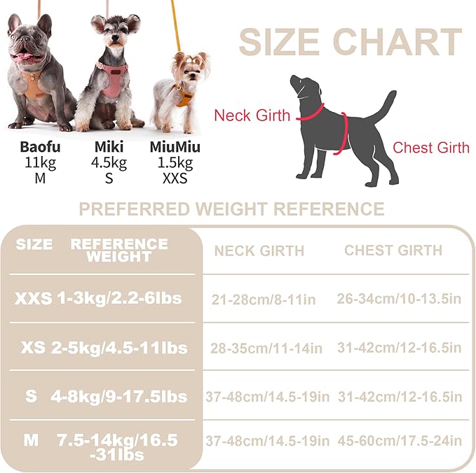 Puppytie No Pull xs Dog Harness with Multifunction Dog Leash,Soft Adjustable No Choke Escape Proof Pet Harness Vest,Glossy Pearl White,XXS Puppytie