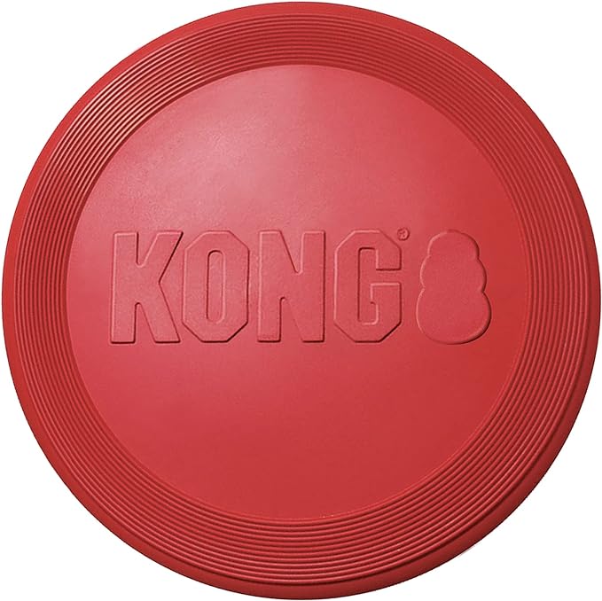 KONG Flyer - Durable Dog Toy for Outdoor Playtime - Natural Rubber Flying Disc, Dog Toy for Fetch - Safer Disc for Healthy Activity - for Small Dogs - PAWPICO