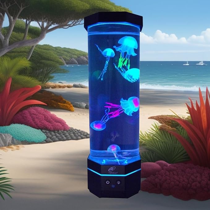 Lightahead LED Sensory Jellyfish Lamp with Bluetooth Speaker and Color Changing Light Effects. Majestic and Standing Tall at 16 Inches! Large (16 Inches Tall) Lightahead%C2%AE