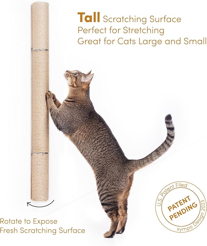 34" Wall Mounted Cat Scratcher, Sisal Scratching Post - PAWPICO