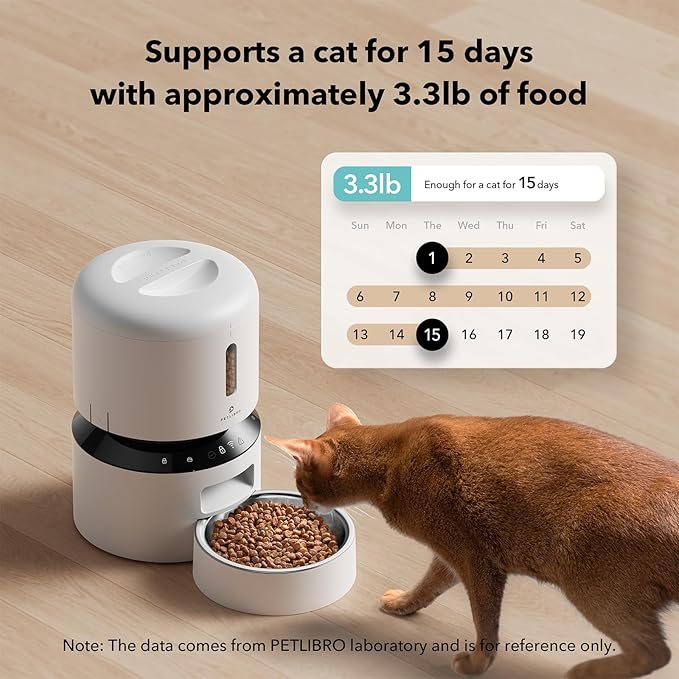 PETLIBRO Automatic Cat Feeder, 5G WiFi Automatic Pet Feeder with Freshness Preservation, 3L Timed Cat Feeders for Dry Food, Up to 48 Portions 10 Meals Per Day, Granary Pet Feeder for Cat/Dog, White - PAWPICO