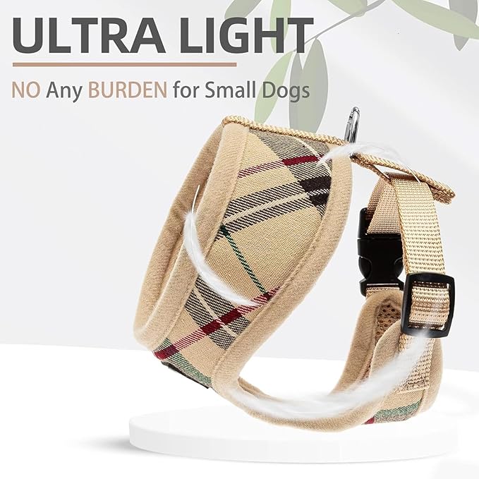 PUPTECK Soft Mesh Dog Harness and Leash Set Pet Puppy Cat Comfort Padded Vest No Pull Harnesses, Beige, XL PUPTECK