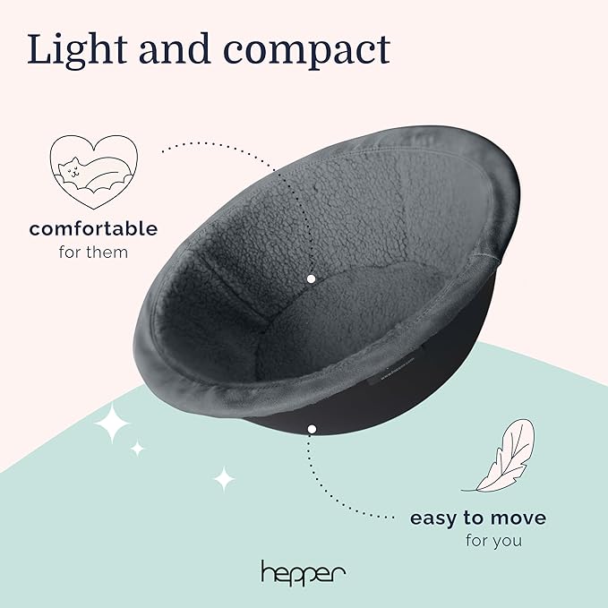 Hepper Cat Nest - Washable Cat Bed with Removable Fluffy Fleece Liner - Cozy Comfy Calming Bed Round Shape - Cat Warming Bed - Donut Bed Desk Ready - Small Bed for Indoor Cats (Grey/Grey) - PAWPICO
