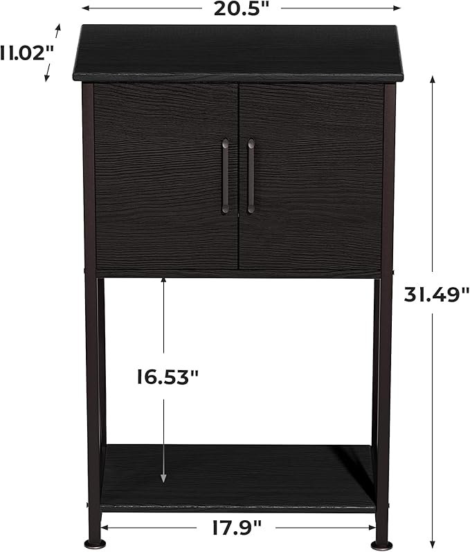 5-10 Gallon Fish Tank Stand, Metal Double Aquarium Stand with Cabinet for Fish Tank Accessories Storage, Heavy Duty 20.5" L* 11.02" W Tabletop, 500LBS Capacity Black PG06YGB Herture