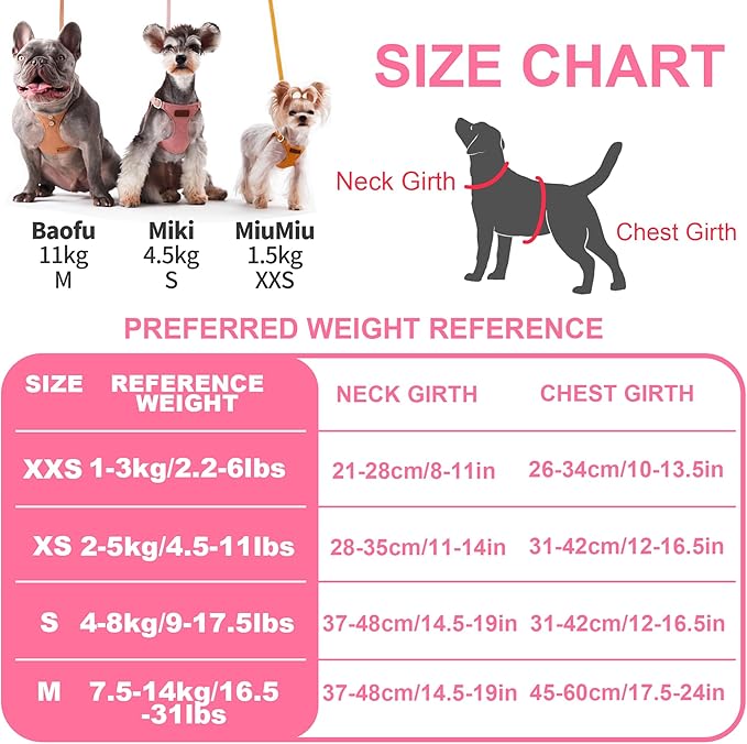 Puppytie No Pull xs Dog Harness with Multifunction Dog Leash,Soft Adjustable No Choke Escape Proof Pet Harness Vest,Suede Bow Pink,XXS Puppytie