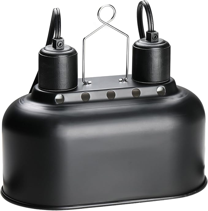 Simple Deluxe Dual Dome Reptile Light Fixture with Separate Switches, Fits Max 100W Reptile Heat Lamp/UVB Light, for Amphibians Terrarium and Tortoise Habitat SimpleDeluxe