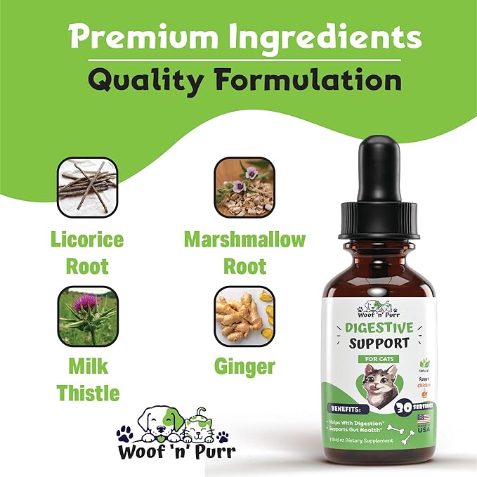 Cat Digestive Support - Digestive Enzymes for Cats - Cat Digestive Probiotic - Cat Digestion Aid - Cat Digestion - Digestive Enzyme for Cats - Cat Digestive Enzyme - Cat Digestive Supplement - 1 fl oz PAWPICO